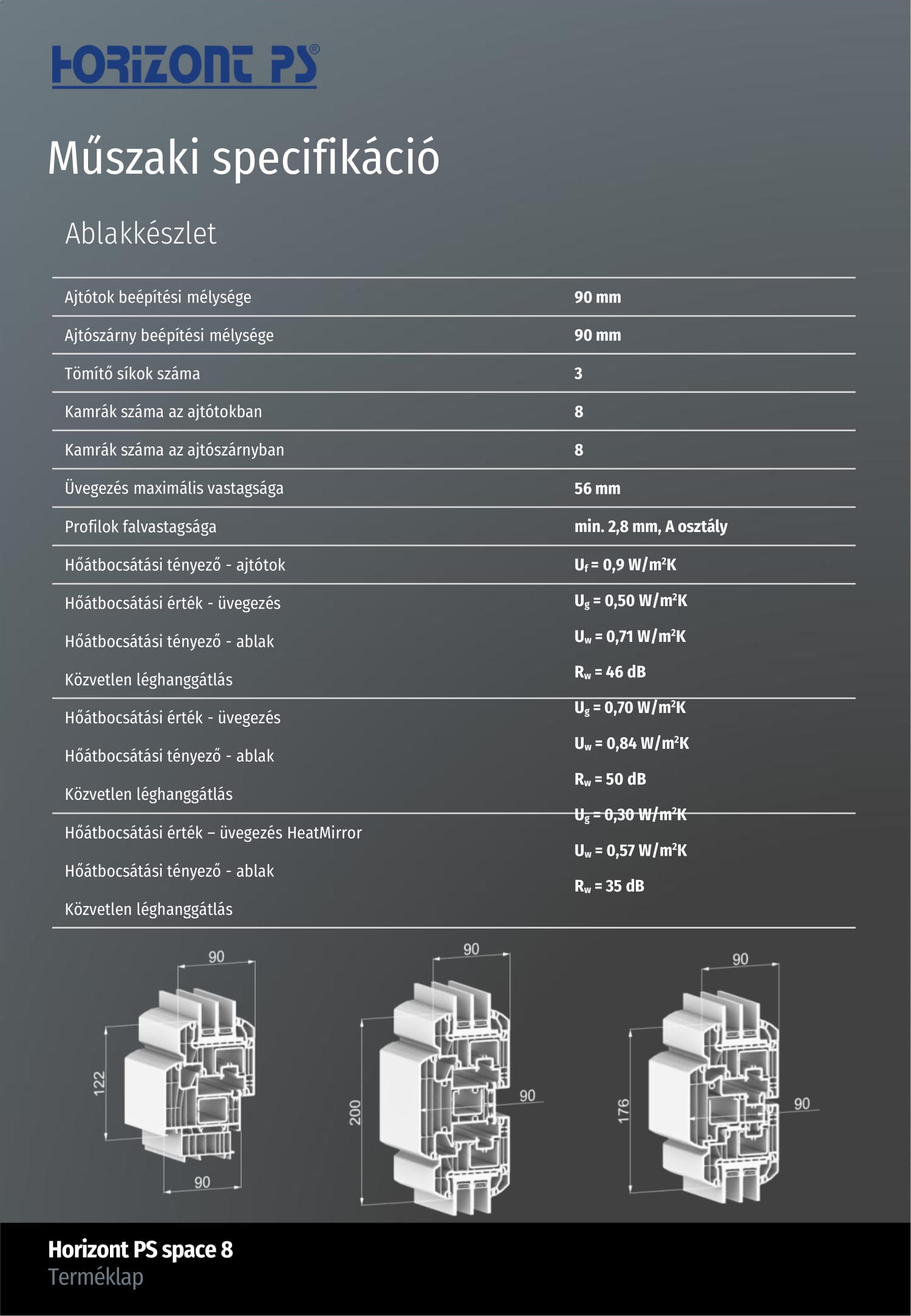 Horizont PS space 8 műszaki specifikáció